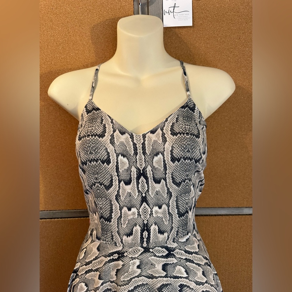 Express Python Snake Print Lined Halter Mini Dres… - image 8